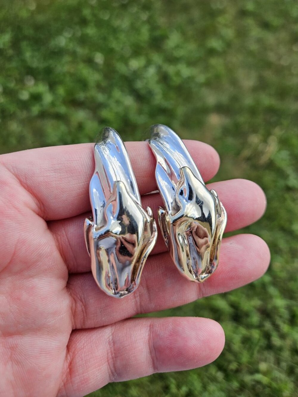 Vintage 925 Sterling Silver JE Electroform "Horse Head" Clip On Earrings
